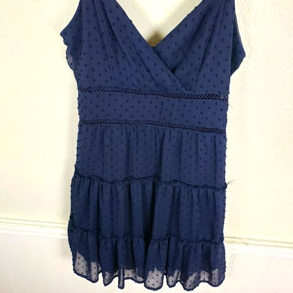 Women's Trixxi Clothing Navy Blue Mini Tiered V-neck Strap Dress Size Large - Picture 5 of 9